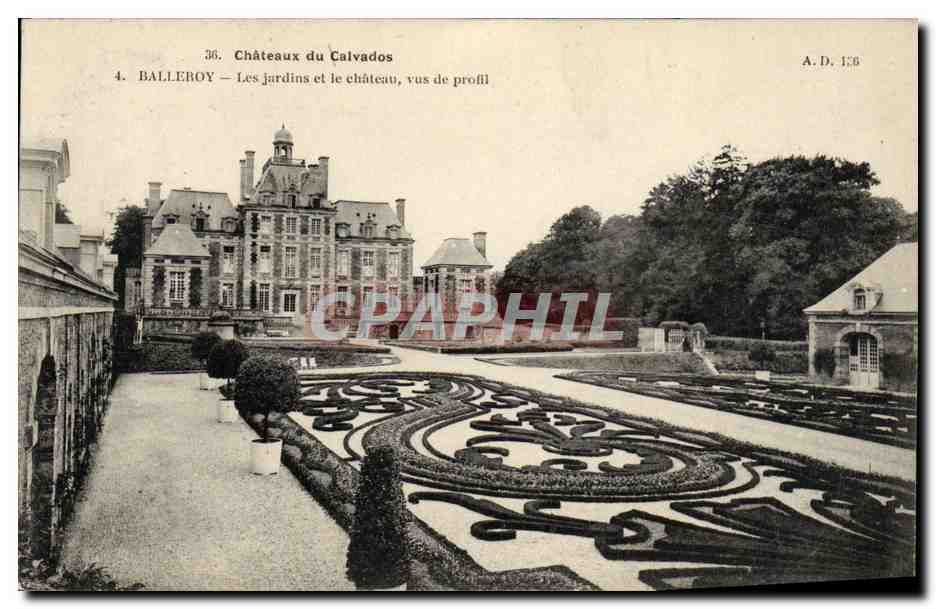 Balleroy — Les jardins et le château, vus de profil — A.D. 138