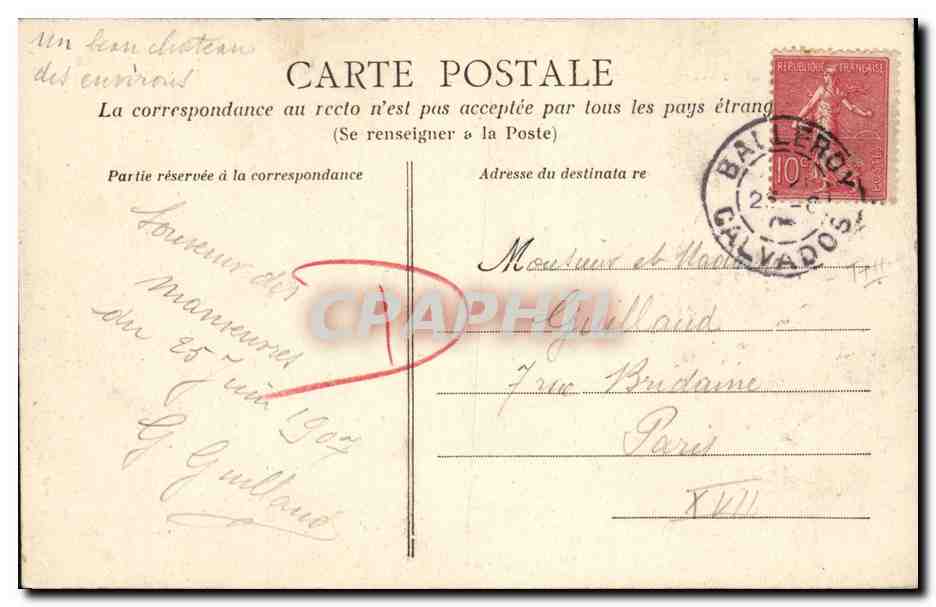 Balleroy — Les jardins et le château, vus de profil — A.D. 138 — Verso