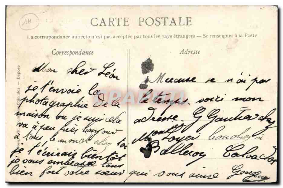 CPA Balleroy Rue des Etangs Boucherie Lover — Verso