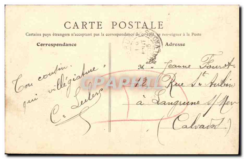 CPA Bernieres Les Cabines La Pleine Mer — Verso