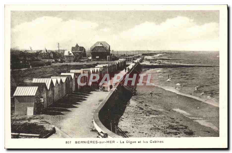 Bernières-sur-Mer — La Digue et les Cabines — C. Hue, Éditeur Bernières-sur-Mer