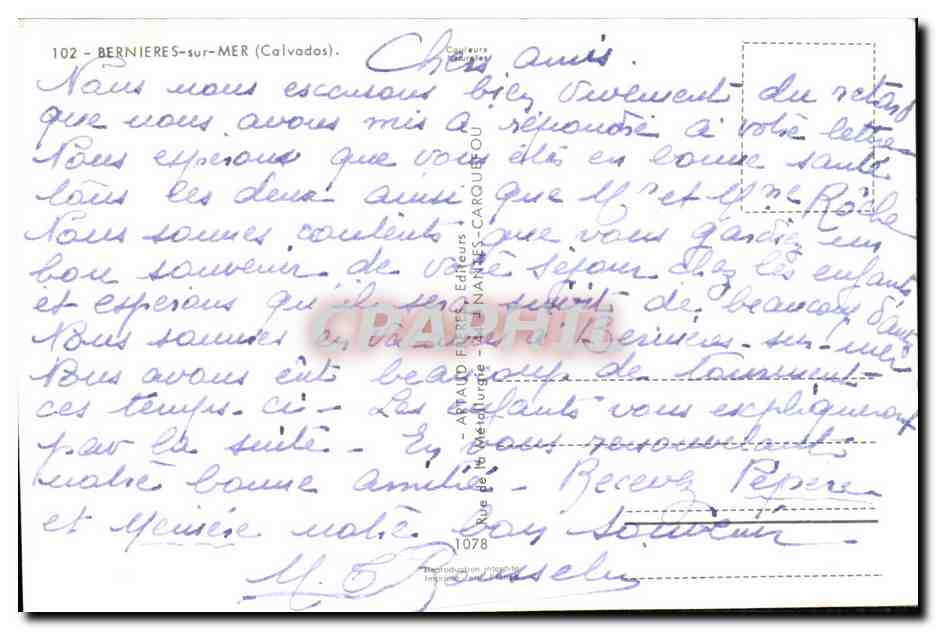 CPM Bernieres sur Mer Plage Maison familiale  — Verso