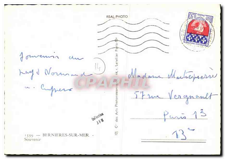CPM Bernieres sur Mer Souvenir Golf Digue Rue du regiment de la Chaudiere — Verso