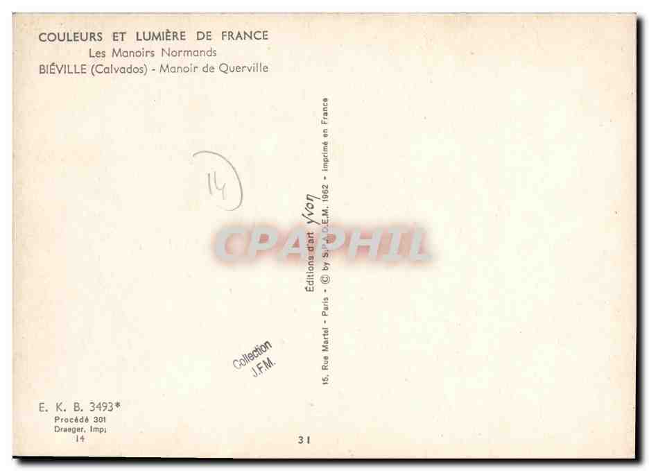 Manoir de Querville — Calvados — Éditions Yvon — Rückseite