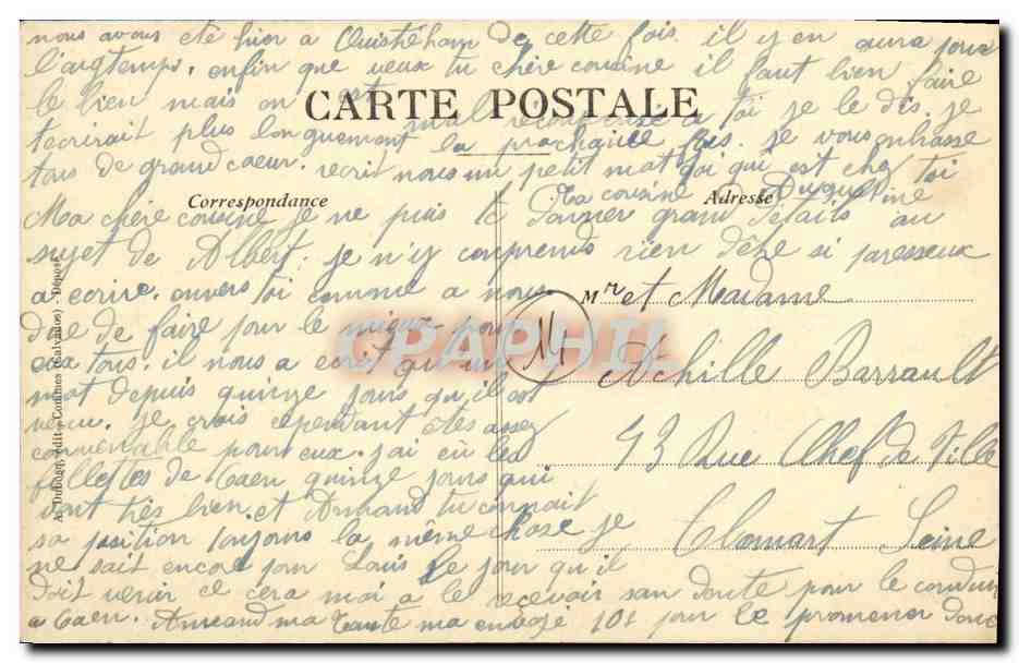 CPA Bieville Manoir d Outreval — Rückseite