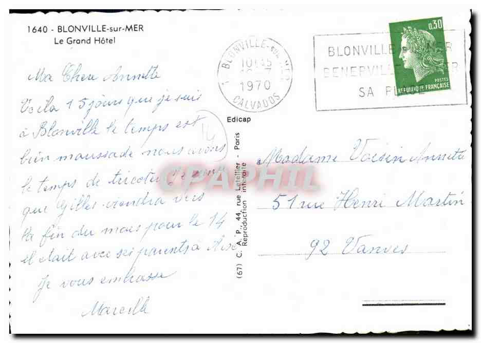 CPM Blonville sur Mer Le Grand Hotel — Verso