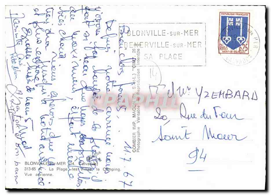 Blonville-sur-Mer — Vue aérienne — Combier Imp. Magc. (14) S.A.L. — n° 313-65 — Rückseite