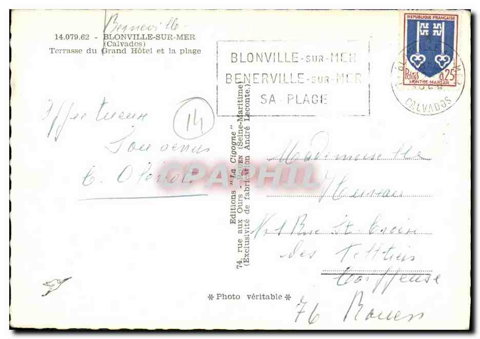 La Chogne — Vue de la terrasse du Grand Hôtel et de la plage — Éditions 'La Chogne' — Rückseite