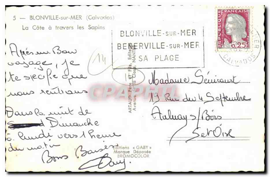 CPM Blonville sur Mer La Cote a travers les Sapins — Back