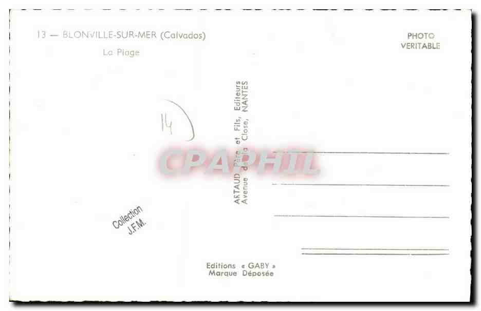 Blonville-sur-Mer — La Plage — Éditions Gaby — Verso