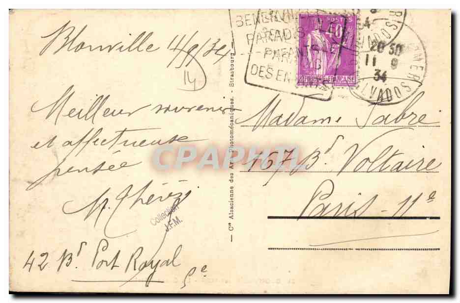 CPA Blonville sur Mer Le Grand Hotel — Rückseite