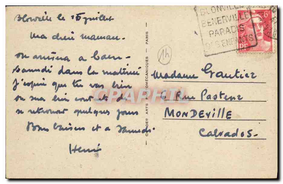 CPA Blonville sur Mer Le Chemin des Planches — Back
