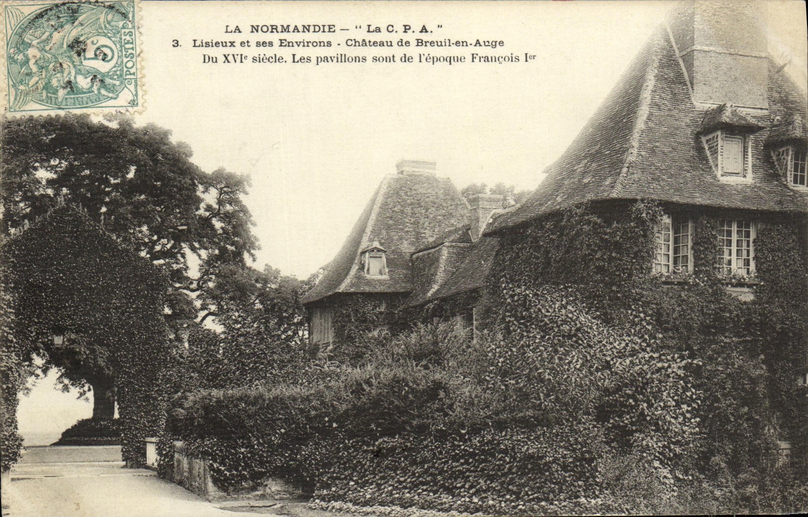 Normandie — "Antike Ansichtskarte" — Schloss Breuil-en-Auge, Pavillons des 16. Jahrhunderts