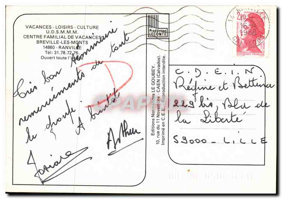 Centre Familial de Vacances - Breville-les-Monts — Éditeur Emy — Verso