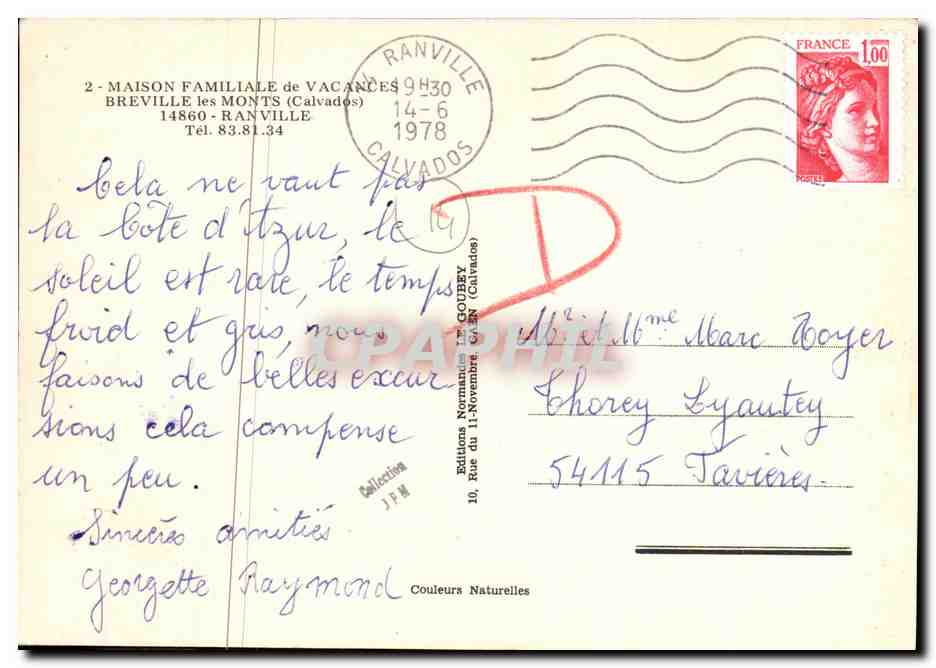 Maison Familiale de Vacances à Breville-les-Monts — Éditions Couleurs Naturelles, n°2 — Verso