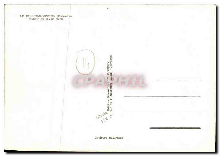 CPM Le Bu Sur Rouvres Manoir du XVll e siecle — Rückseite
