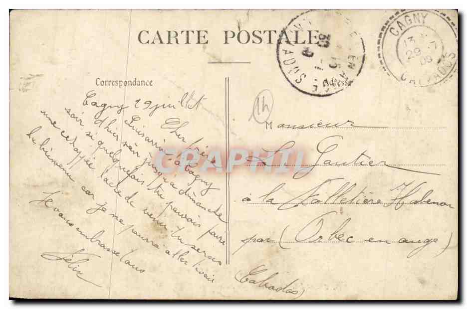 CPA Cagny Le Chateau — Verso
