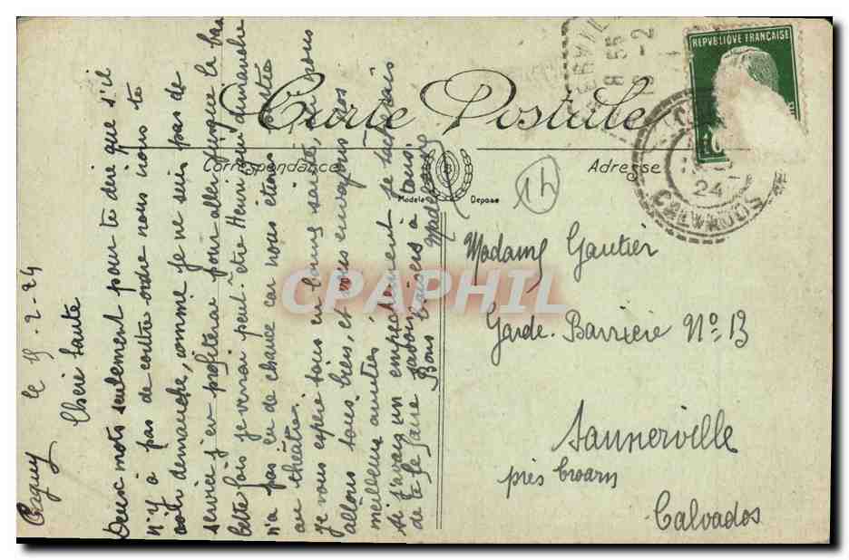 CAGNY (Calvados) — Intérieur du Château — La Bibliothèque — Éditeur Vve E. Deschamps — Reverso