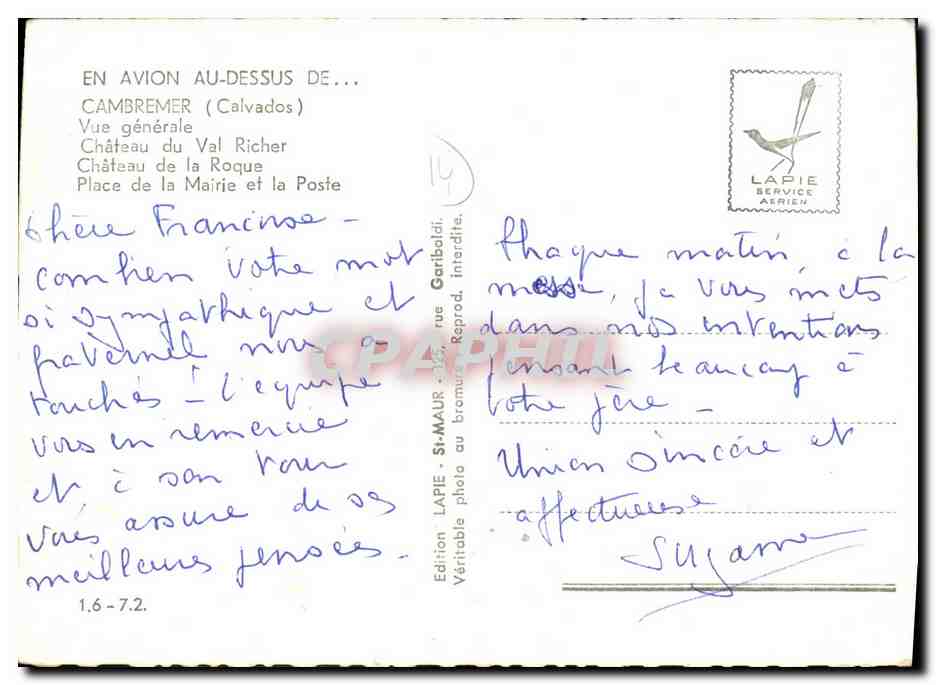 Cambremer — Vue aérienne — Édition Lapie Service Aérien — Rückseite