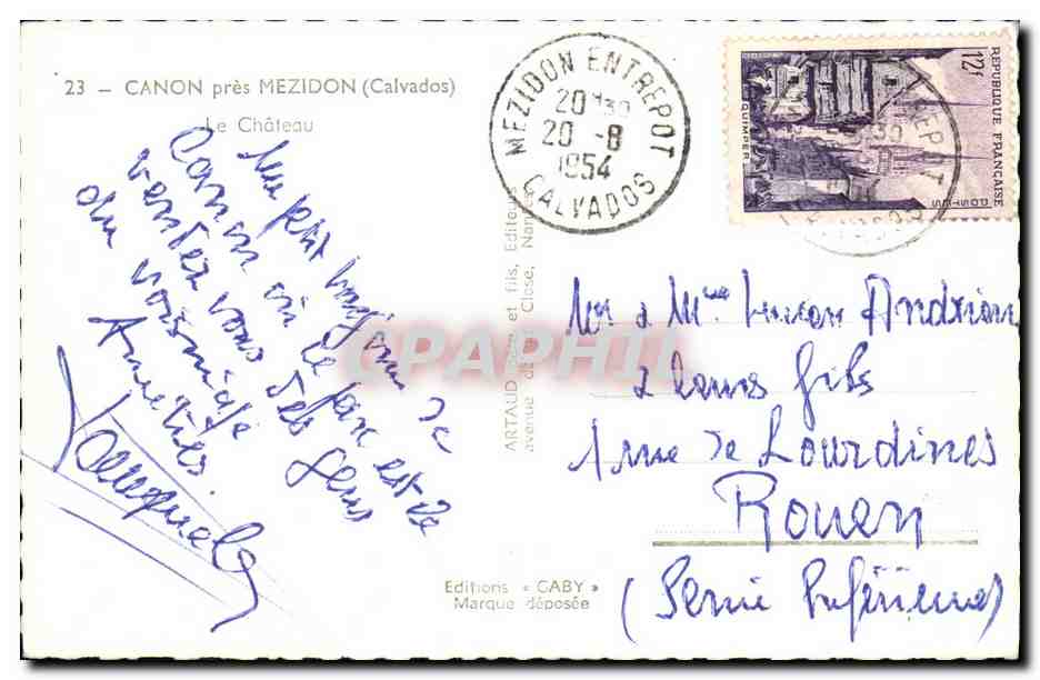 CPM Canon pres Mezidon Le Chateau  — Back