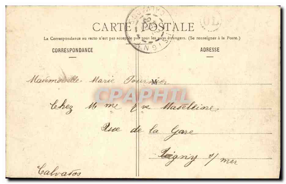 CPA Caumont L Evente Route de Caen — Rückseite
