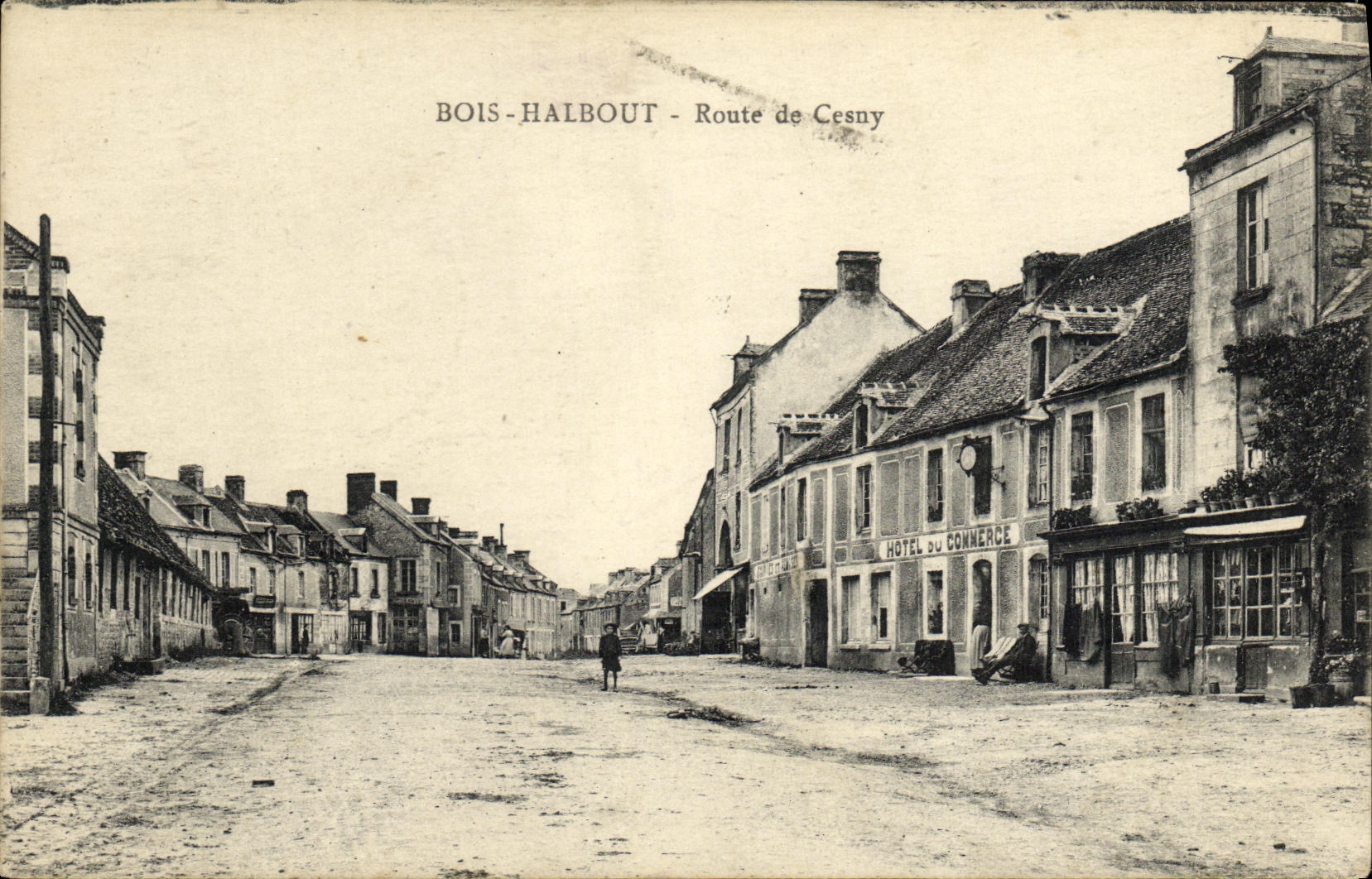 Bois-Halbout — Route de Cesny — Hôtel du Commerce — Phototypie E. Desaux
