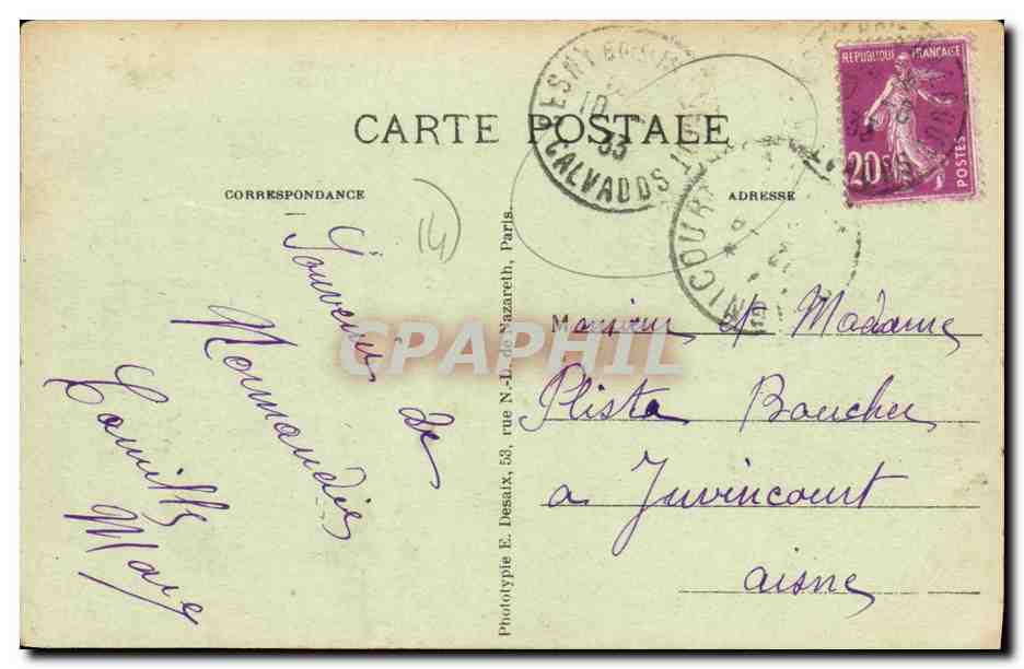 Bois-Halbout — Route de Cesny — Hôtel du Commerce — Phototypie E. Desaux — Rückseite