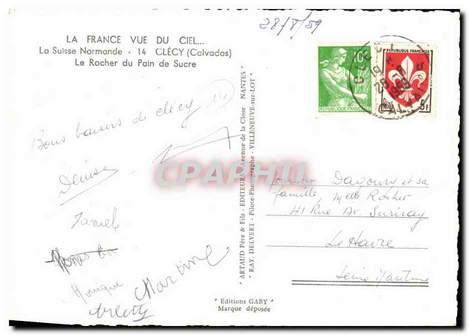 Le Rocher du Pain de Sucre — Clécy (Calvados) — Éditions Gaby — Verso