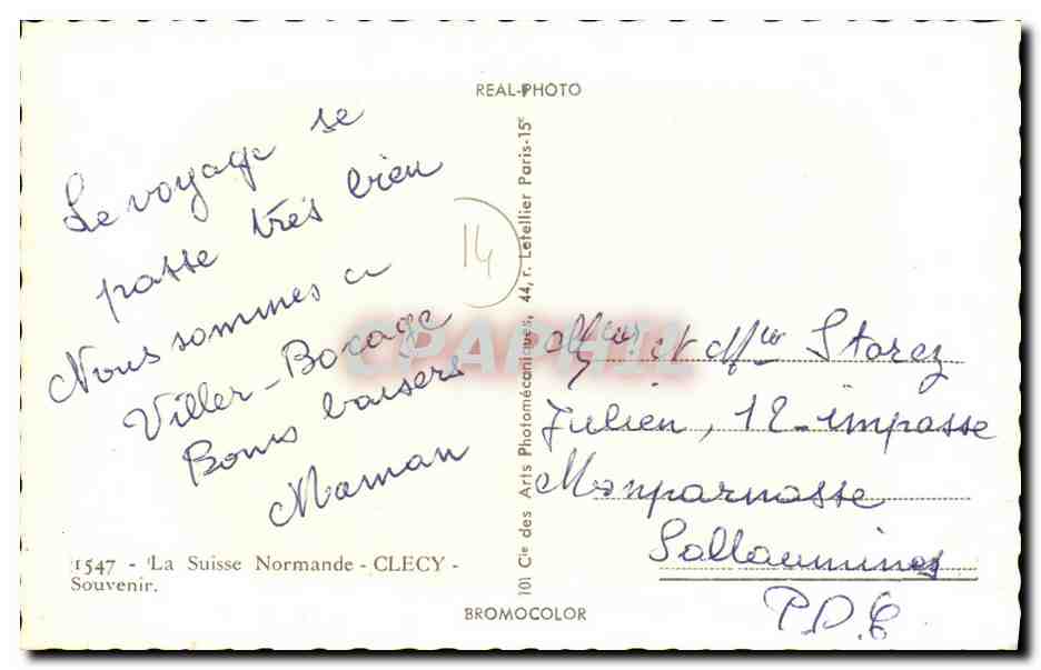 Clécy — Panoramablick auf das Tal der Ome und ihre Sehenswürdigkeiten — CPAPHIL — Rückseite