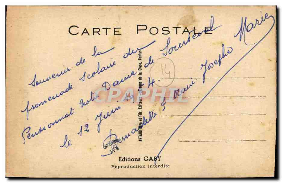 Enfants portant un panier de fleurs — Clécy — Éditions Gaby n°129 — Reverso
