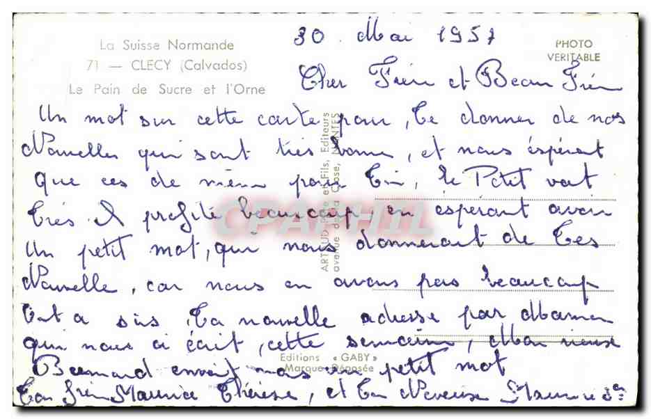 CPM Clecy Le Pain de Sucre et l Orne — Rückseite