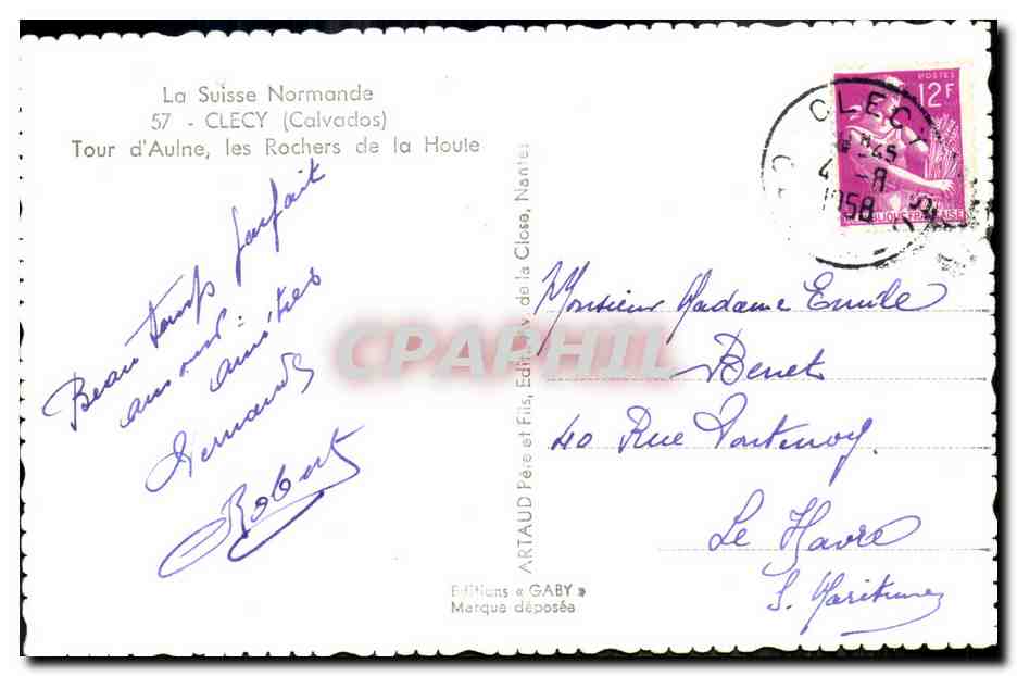 Vue aérienne du Tour d'Aulne — Calvados — Éditions Gaby — Verso