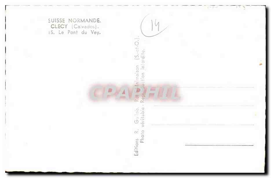 CPM Clecy Le Pont du Vey pecheur — Verso