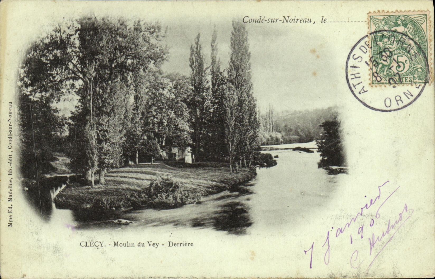 CPA Conde sur Noireau Moulin du Vey Derriere