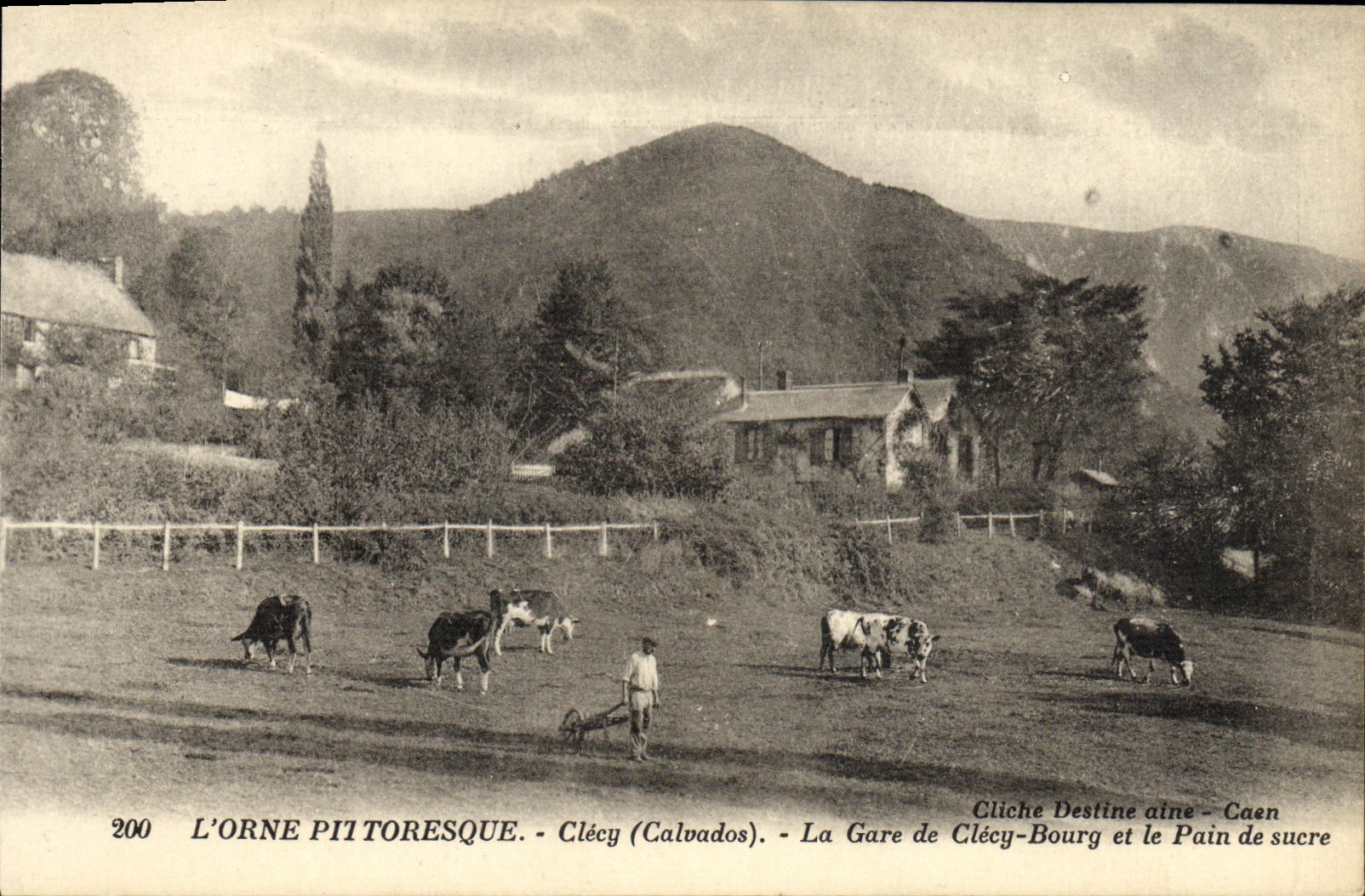 L'ORNE PITTORESQUE - Clécy (Calvados) - La Gare de Clécy-Bourg et le Pain de sucre - Cliche Destine aine - Caen