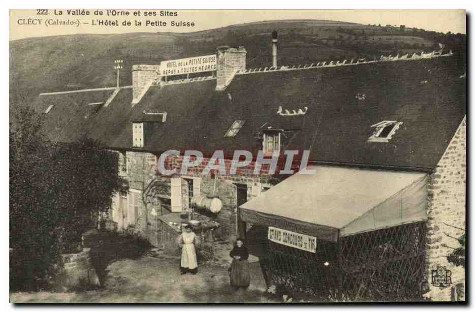 CPA La Vallee de l Orne et ses Sites Clecy L hotel de la Petite Suisse Grand Concours de Tir TOP