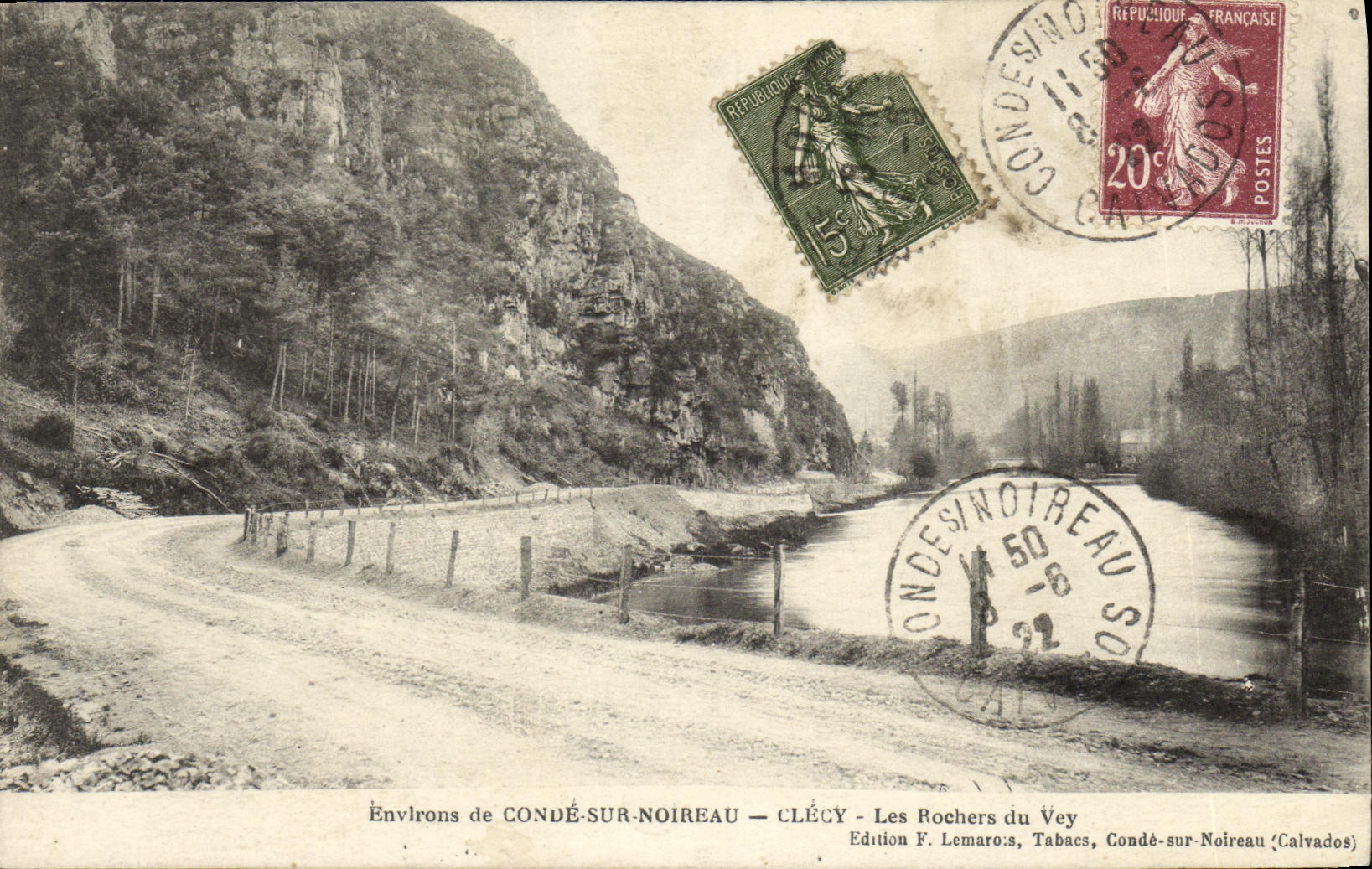 Environs de CONDÉ-SUR-NOIREAU — CLÉCY — Les Rochers du Vey — Édition F. Lemaros, Tabacs, Condé-sur-Noireau (Calvados)