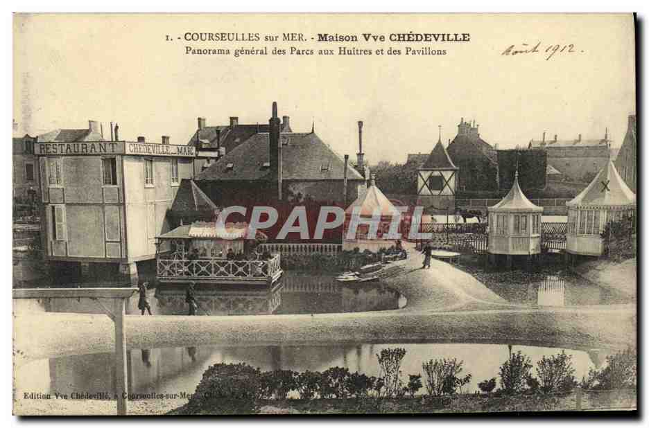 Courseulles-sur-Mer — Panorama général des Parcs aux Huîtres et des Pavillons — Edition Vve Chédeville