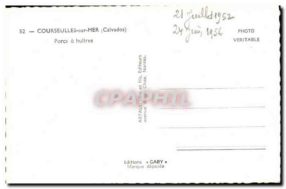 CPM Courseulles Parcs aux Huitres Restaurant des parcs Adam Chedeville  — Verso