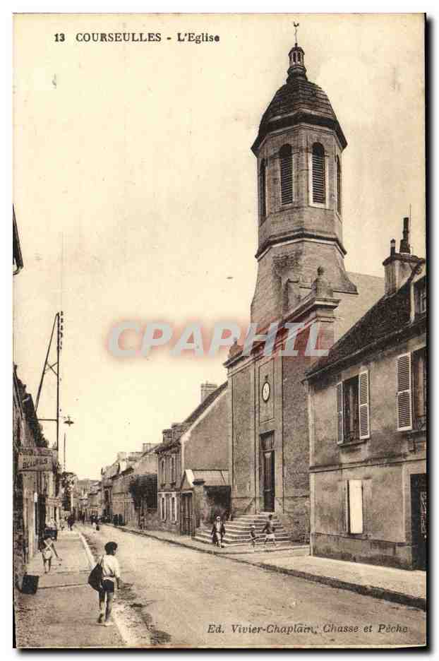 Courseulles - L'Église — éditeur Ed. Vivier-Chaplain, Chasse et Pêche - Anverso