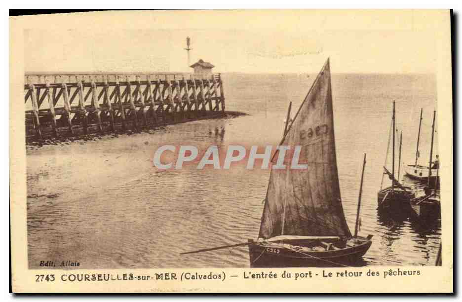 COURSEULLES-sur-MER (Calvados) — L'entrée du port - Le retour des pêcheurs — Éditeur Allais, n° 2743
