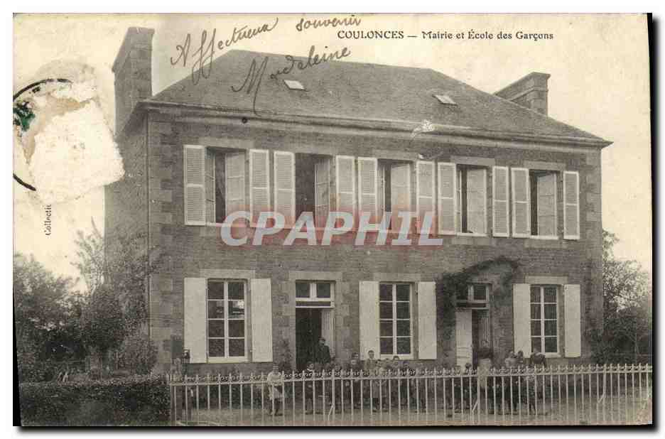 CPA Coulonces Mairie et Ecole des Garcons