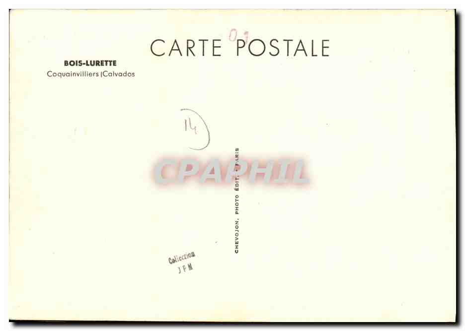 Bois-Lurette — Coquainvilliers (Calvados) — Chevojon, Paris — Rückseite