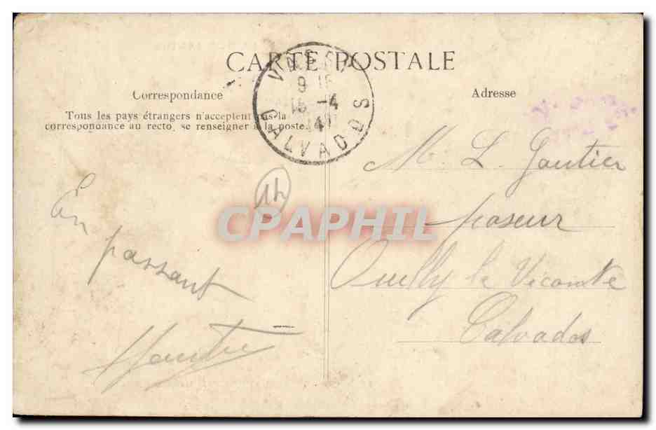 CPA Conde Sur Noireau Rue Des Challouets Enfants — Verso