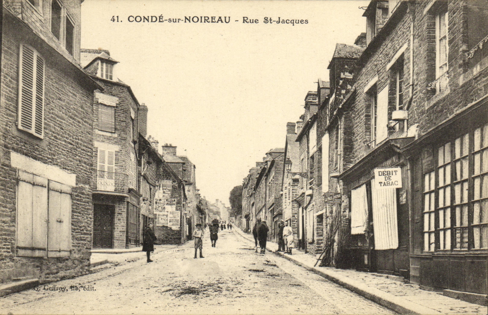 CPA Conde Sur Noireau Rue St Jacques Debit de Tabac
