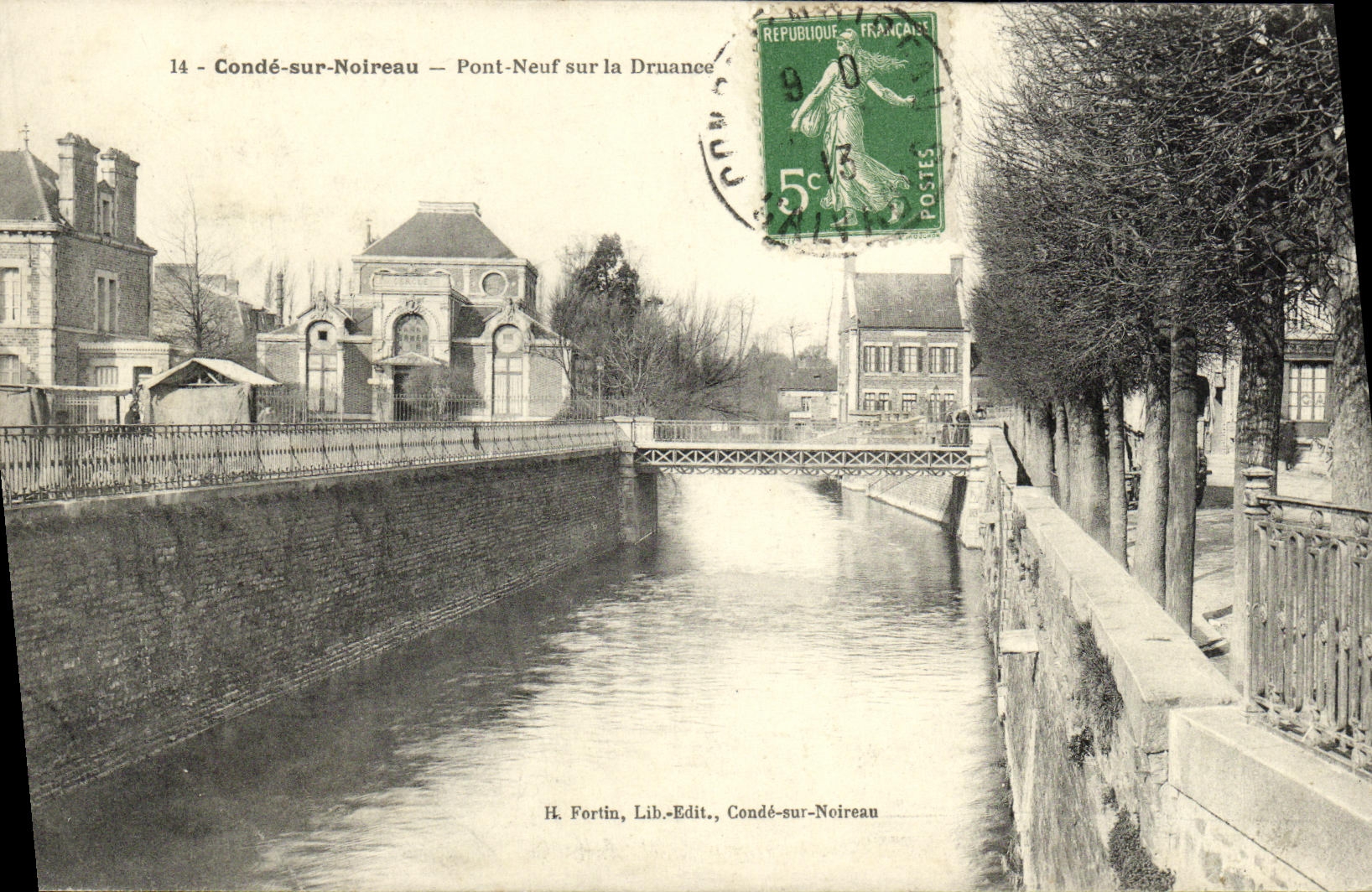 Condé-sur-Noireau — Pont-Neuf sur la Druance — H. Fortin, Lib.-Edit., Condé-sur-Noireau