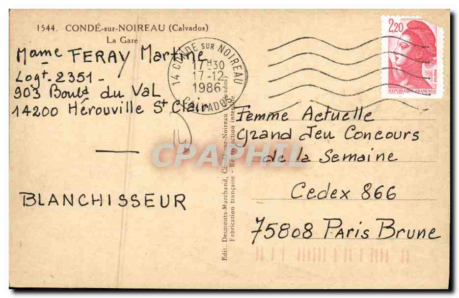 CPA Conde Sur Noireau La Gare — Verso
