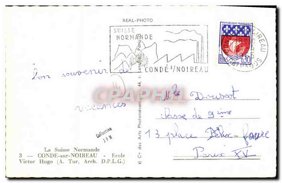 CPM Conde Sur Noireau Ecole Victor Hugo — Verso