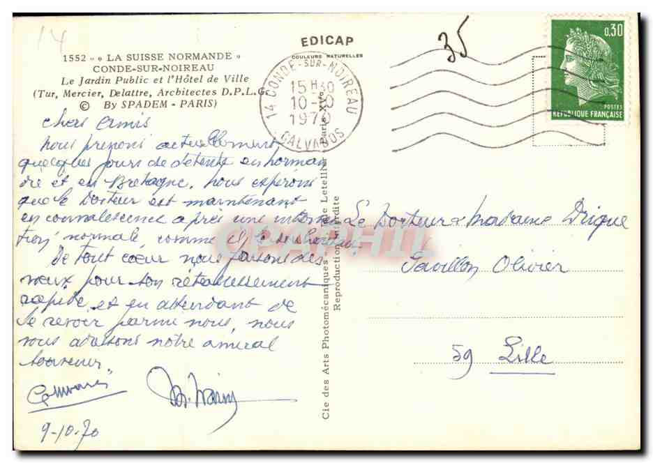 Le Jardin Public et l'Hôtel de Ville — Conde-sur-Noireau — Éditeur EDICAP — Reverso