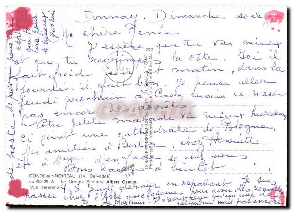 CPM Conde Sur Noireau Le groupe scolaire Albert Camus Vue aerienne — Verso